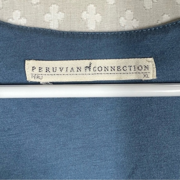 Peruvian Connection Blue Pima Cotton Blend Tunic Top - Picture 2 of 5